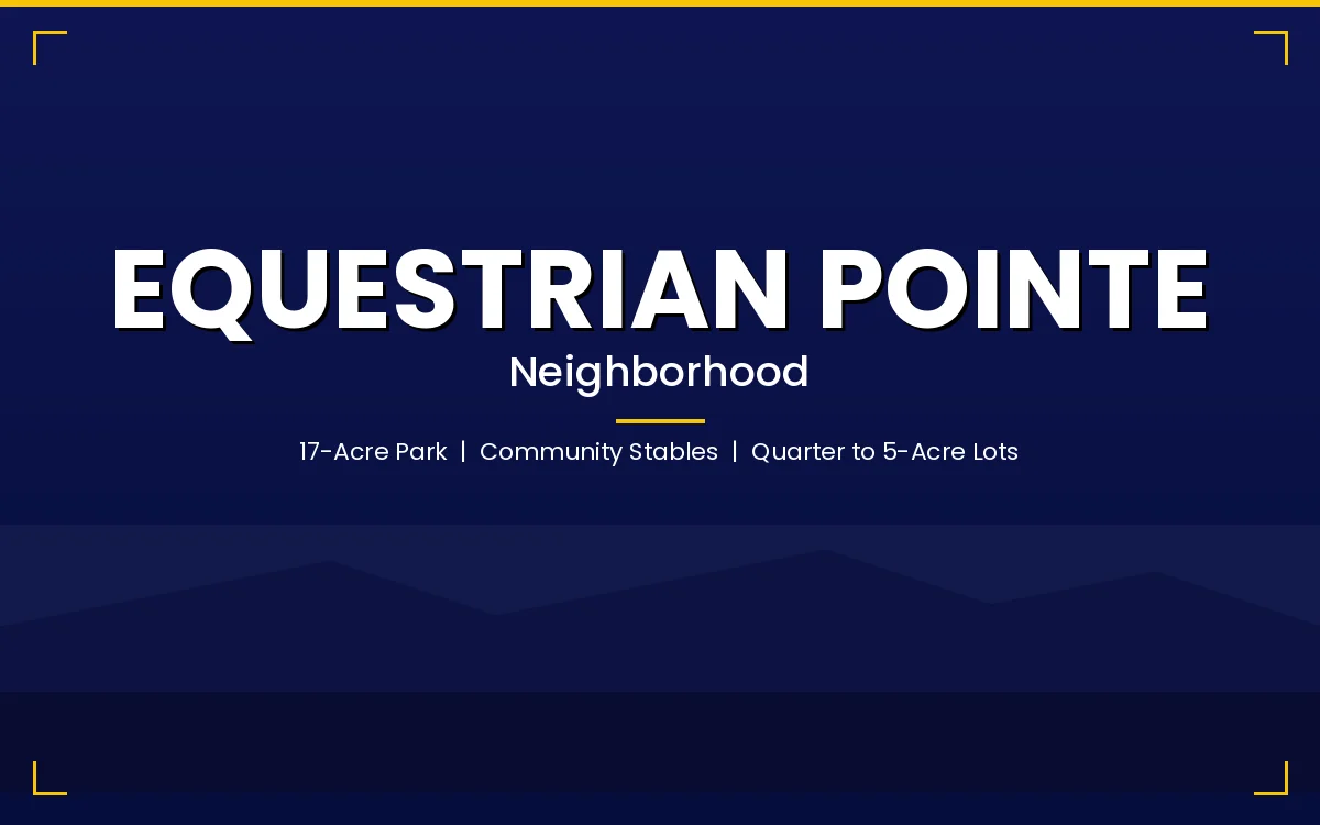 Equestrian Pointe neighborhood in Cedar City with a 17-acre community park, stables, and quarter-acre to 5-acre lots